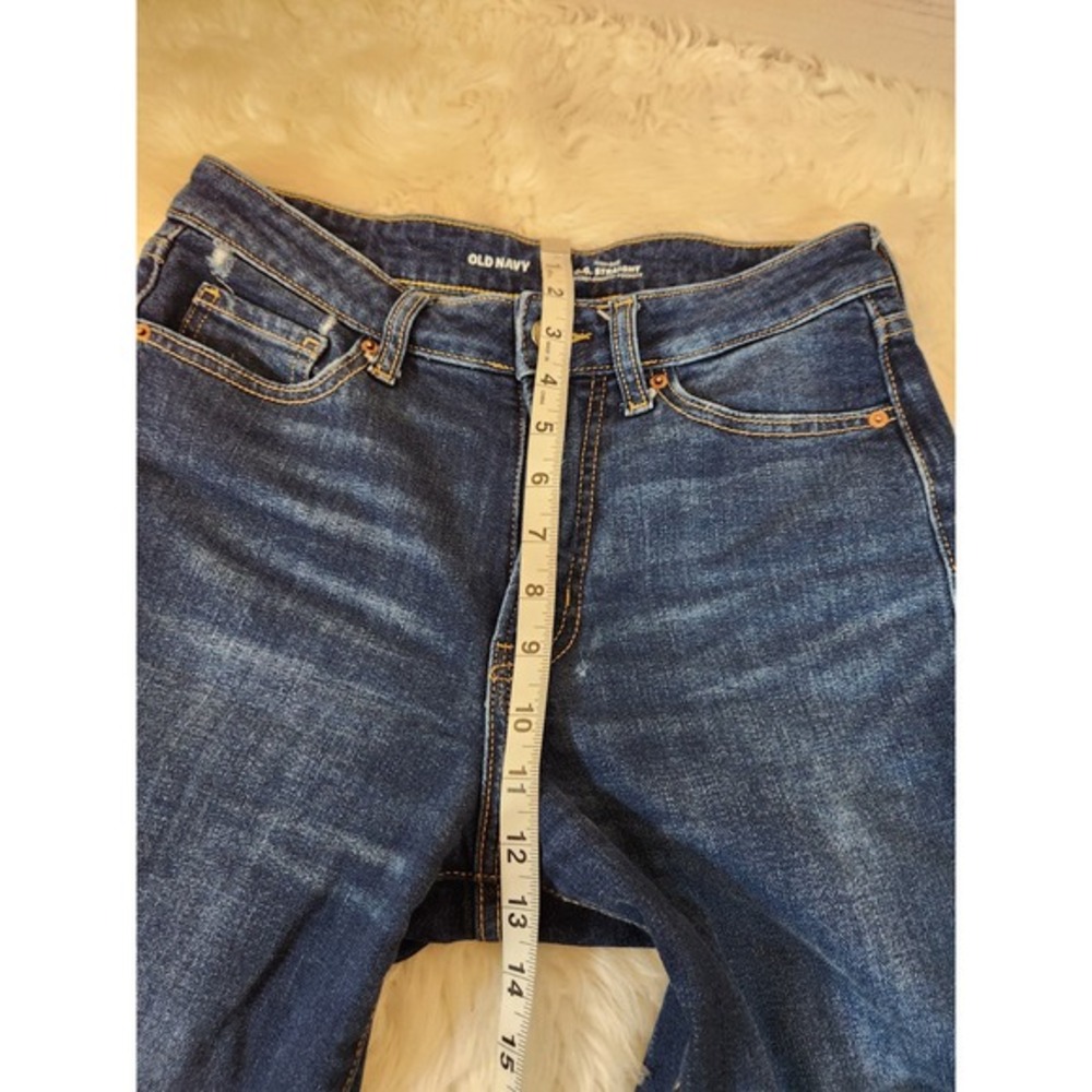 Old Navy Women's Blue High Rise Cotton Distressed Straight Leg Jeans Size 4 - Picture 6 of 7